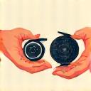 Ein Angler übergibt seine alte Angelrute für ein Trade-In Programm.