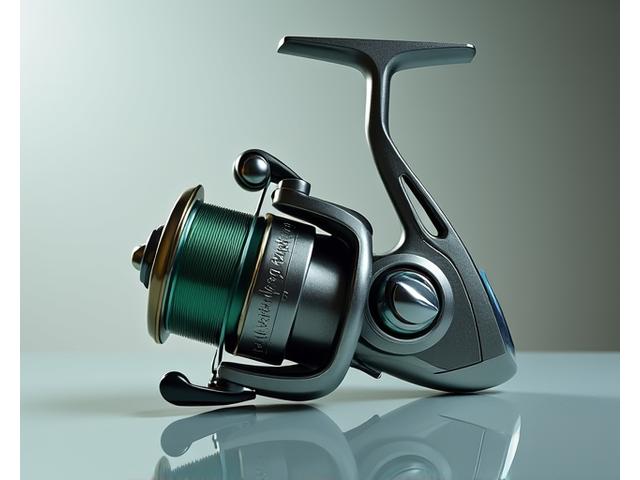 Detaillierte Ansicht einer glänzenden Alpenström Angler Stationärrolle