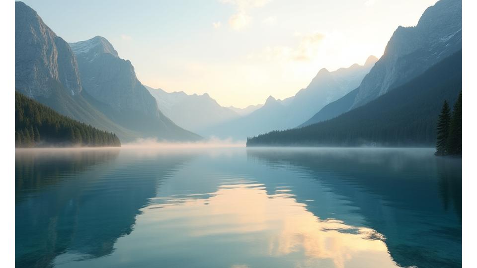 Unberührter Schweizer Bergsee bei Sonnenaufgang, der die nachhaltige Vision von Alpenström Angler symbolisiert.