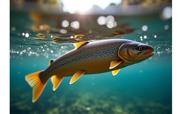 Eine majestätische Reuss-Forelle im klaren stadtnahmen Flusswasser